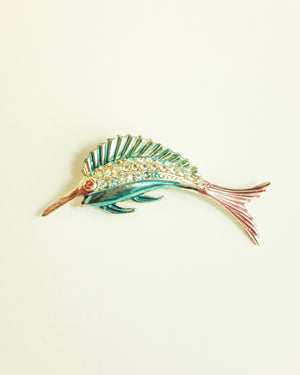 VINTAGE MULTICOLORED SWORDFISH BROOCH